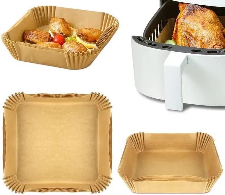 Orret Home Airfryer Pişirme Kağıdı, Fritöz Yağlı Kağıdı, Yanmaz Kağıt 100 Adet Sıcak Hava Fritözleri İçin Yağlı Kağıt,Yağa Ve Suya Dayanıklı Pişirme Kağıdı (100 Adet)