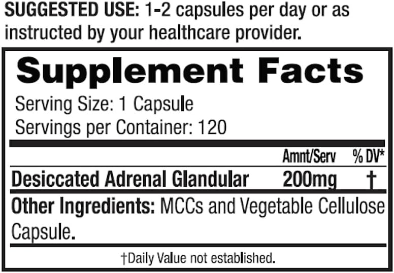 Dr. Tennant's Stress & Adrenal Support, Helps Cortisol Production & Stress Management, Promotes Endocrine Health, Immune & Cellular Function, Each Capsule has 200 mg of Bovine Adrenal - Image 2