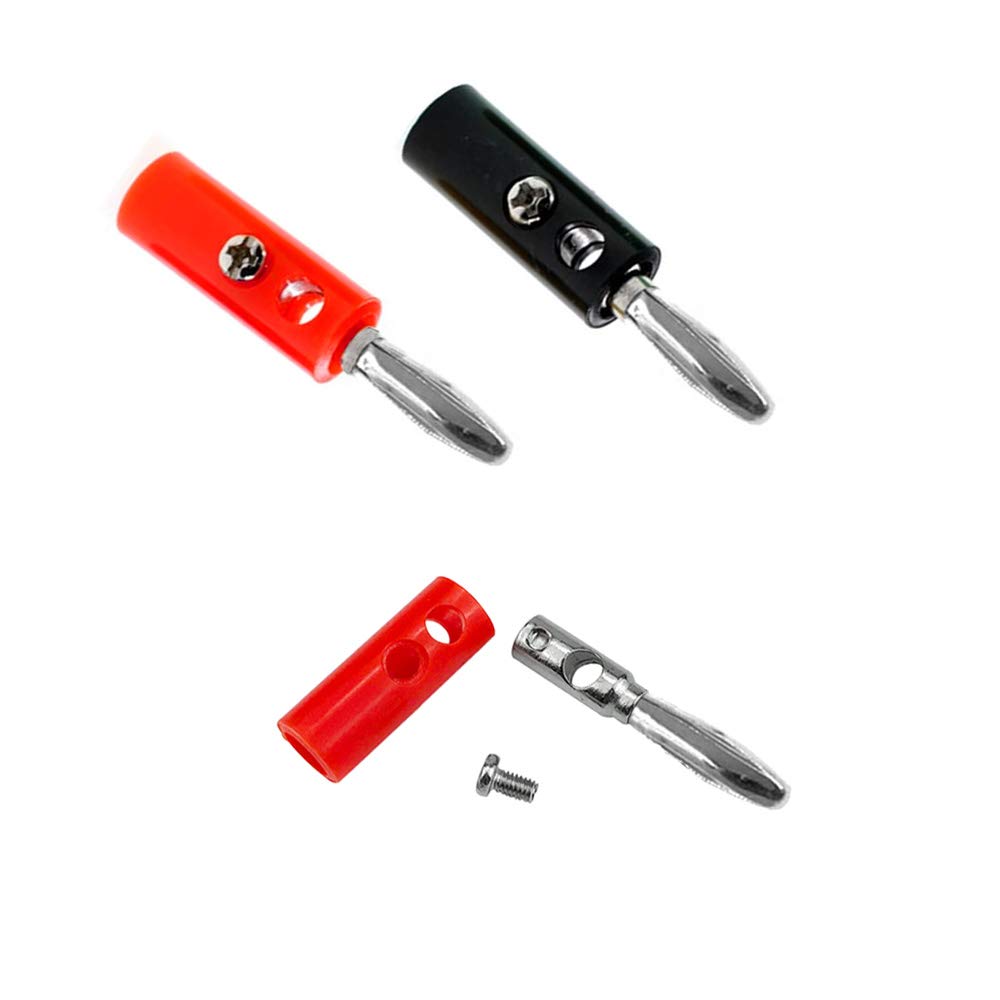 30 par wtyków bananowych klasy premium, 4 mm, niklowane, wtyki bananowe i zestaw zacisków do bindingu, do głośników audio, wzmacniaczy (czerwone + czarne)
