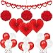 Valentines Day Party Decorations Kit – Pack of 21 | Red Heart Felt Garland Banner, Heart Paper Fans, Paper Pompoms, Red and White Latex Balloons | Great for Valentines Décor and Anniversary Backdrop