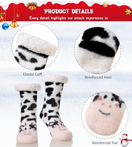 Image of WEVIAS Womens Slipper Fuzzy Socks Winter Thermal Cozy Warm Fleece Lined Non Slip Fluffy Thick Soft Sleep Cabin Socks With Grips