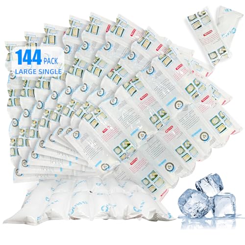 Image of WORLD-BIO Ice Packs Shipping Dry Ice for Shipping Frozen Food, Flexible Cold Ice Pack Sheets for Coolers, Long Lasting Freezer Packs, Ice Pack Bulk, Automatic Cut, 4.7x2.2Inch, 144Packs