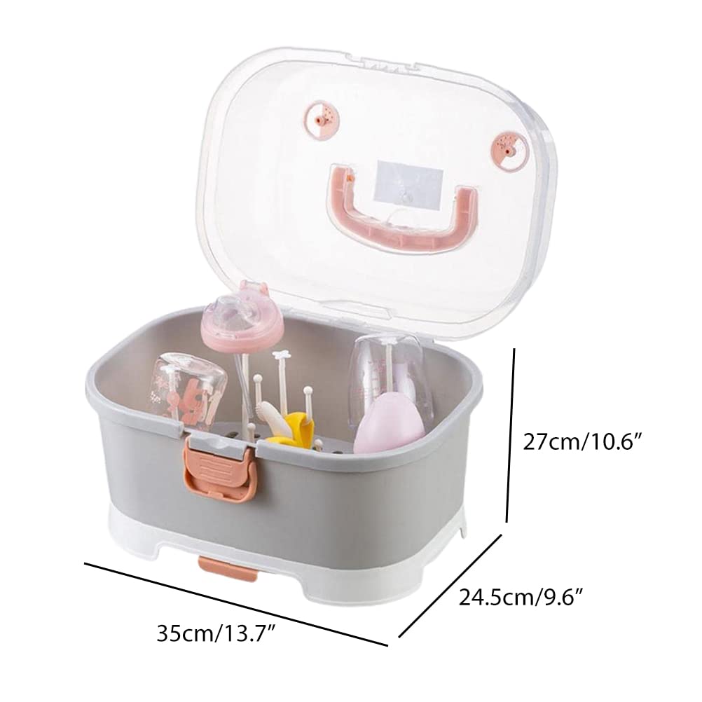 Scolapiatti Organizer Per Biberon E Stoviglie | Con Coperchio Trasparente, 33x26x20 Cm – Drenante E Igienico Per Cucina