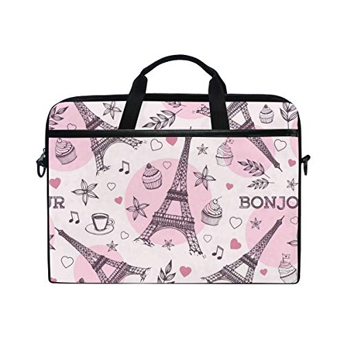 Sac à bandoulière Tour Eiffel rose pour ordinateur portable 14 15.6 pouces