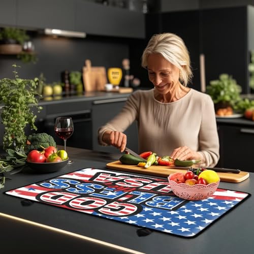Image of Poceacles 250th Independence Day Decor Stove Cover for America 250th Anniversary Stovetop Protector Cover Induction Electric Stove Burner Mat for 4th of July, American Flag Print