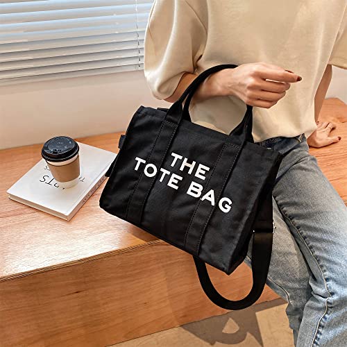 Daeno The Medium Canvas Tote Bag For Women With Zipper Canvas Handbags Crossbody Bag For Office, Travel, School(Black) #TOP2