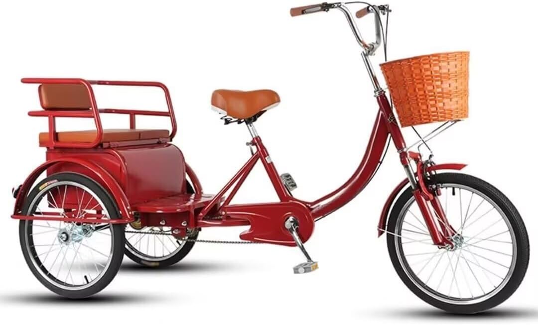 後部座席付きタンデム三輪車、油圧式フロントフォーク付きクルーザートライク、3輪自転車、ショッピングや旅行用のモビリティ人力車三輪車、