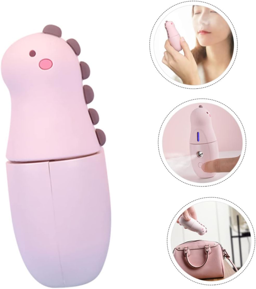 1pc Portable Cartoon Dinosaur Facial Steamer Handheld USB Rechargeable Hydrating Mister for Travel Office Deep Moisturizing and Skin Care for Women