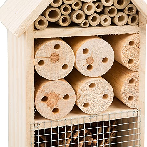 Smart Planet Insektenhotel 15cm x 25cm mit Halterung für eigenen Garten - Nistplatz als Überwitterungshilfe… – Bild 7