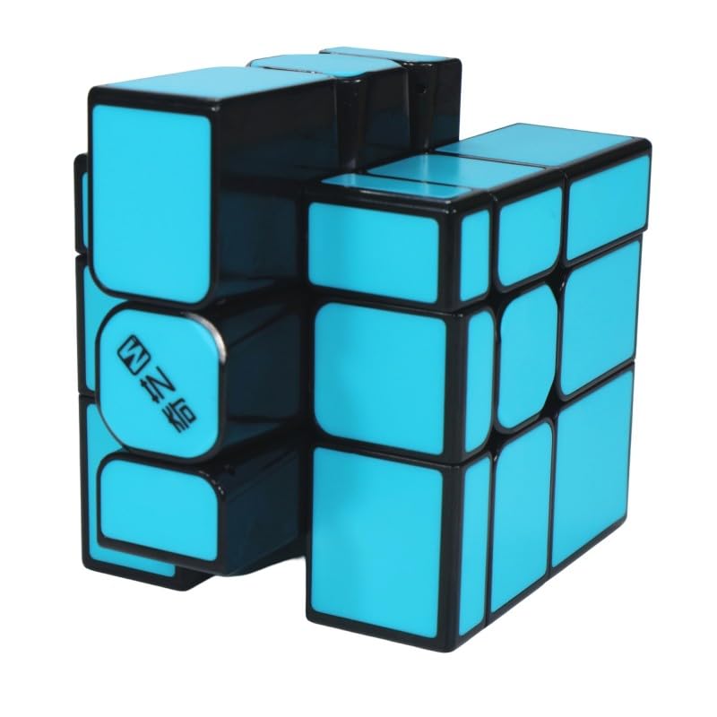 Image of QiYi Mirror Magnetic Tiled 3x3 Speed Cube - Mirror Blocks Puzzle with Factory-Installed Magnets, Durable Tile Finish, Smooth Turning - Fun Shape Mod for Cubers & Collectors (Blue)
