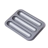 FAQQI Metal Sub Roll & Hoagie Roll Baking Pan 12 inch, 3-Slot Perforated French Bread & Mini Baguette Pan, Nonstick Carbon Steel Bread Baking Tray for Homemade Subs & Sandwich Rolls