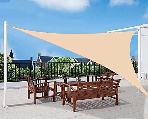 Voile d'ombrage imperméable beige protégeant à 98% des UV pour jardin et terrasse