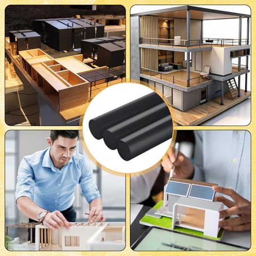Image of 8 PCS Black Plastic Rods 3 /4 Inch Round Acetal Copolymer Rods 3 /4 Inch Diameter and 12 Inch Length (POM-C) Round Plastic Rods 3 /4 Black Acetal Copolymer Rods Perfect for Non-Marring Fixtures