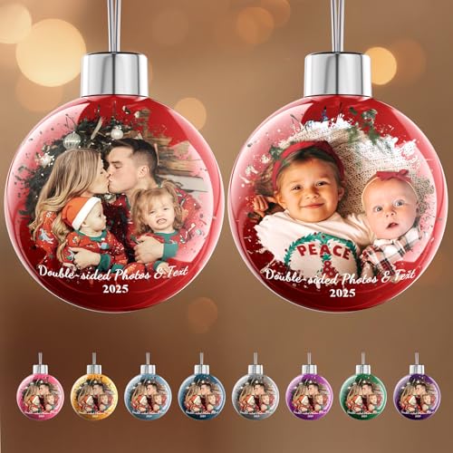 Bemaystar personalisierte weihnachtskugeln Doppelseitig mit Foto &...