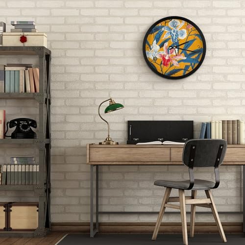 Horloge murale numérique jaune moutarde à LED grand format