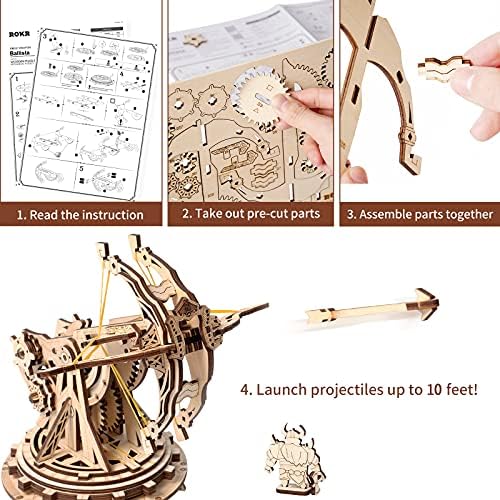 ROKR 3D Wooden Puzzles for Adults, DIY Wooden Ballista Launcher Toys Building Model Kits STEM Projects Toys for Boys/Girls 4 511wD8z3rFS. AC