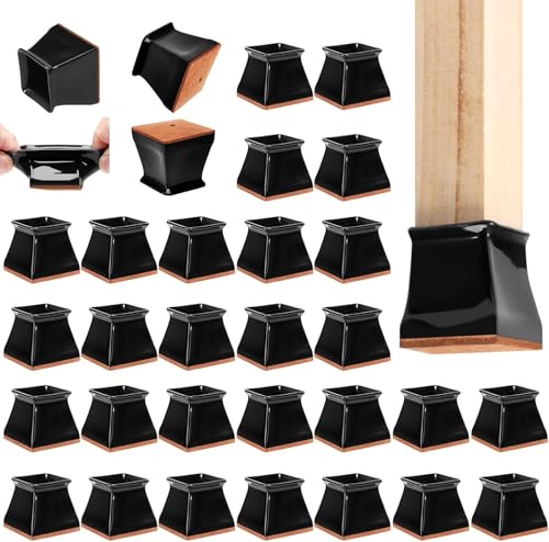 CHUNZEXI 32 Pack Square Chair Leg Floor Protectors for Hardwood Floors, Silicone Felt Covers Pads Caps, Protect Wood Furniture Feet Floors Noise Reduce and Scratch (Square Large) by CHUNZEXI - Used condition - US$18.40