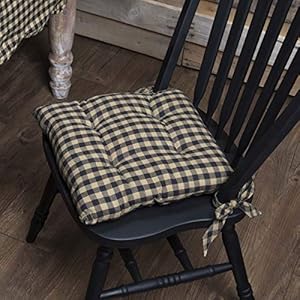 Vhcbrandsblackcheckcotton15x15chairpadblack Urban Country Home Decor Vhc brands black check cotton 15×15 chair pad black urban country home decor