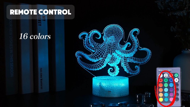 POSSHE Octopus Night Light, 3D Illusion Night Light Lamp, Octopus
