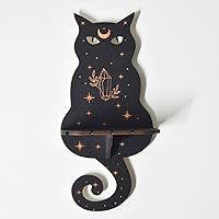 Vista 8 de Estante de cristal negro, estante de exhibición de cristal negro, soporte de péndulo de cristal, estante de exhibición, bruja, murciélago, polilla