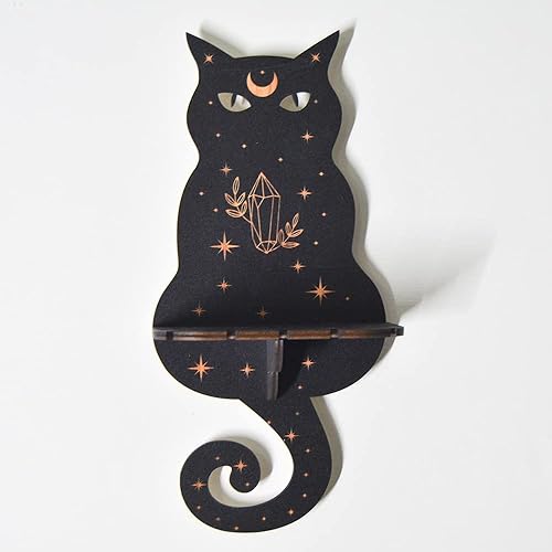 Miniatura 8 de Estante de cristal negro, estante de exhibición de cristal negro, soporte de péndulo de cristal, estante de exhibición, bruja, murciélago, polilla,