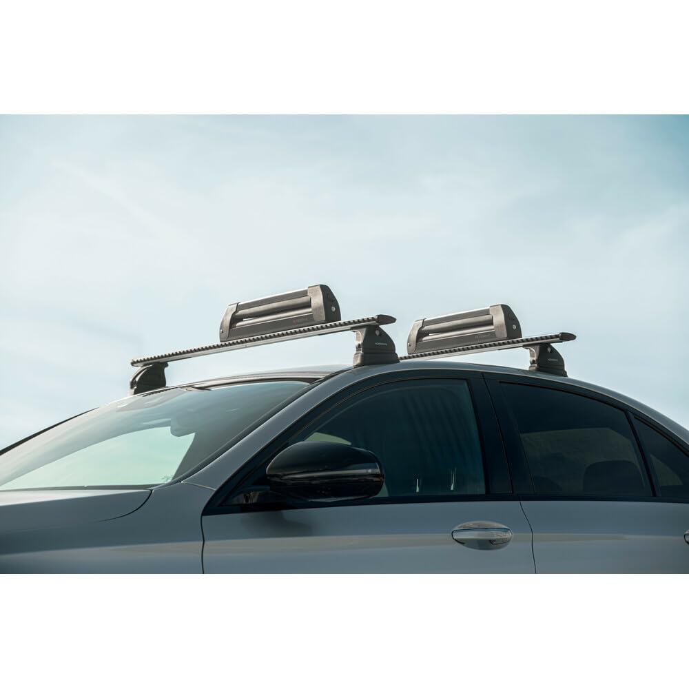NORDRIVE N40012 Nordic-King Evo Aluminium NK-40, portasci per Barre da Tetto - Nero
