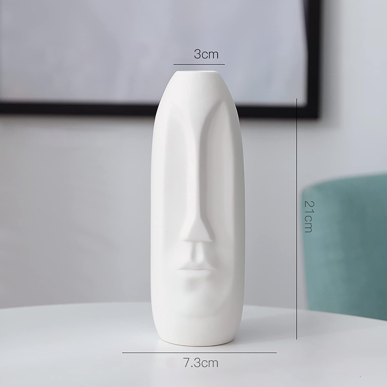 Set of 2pcs Ceramic Flower Vase, Human Face Art Sculpture Plant Pot Bud Vase Statue for Coffee Table, Bookshelf, Kitchen, Centerpieces, Living Room, Wedding and Office