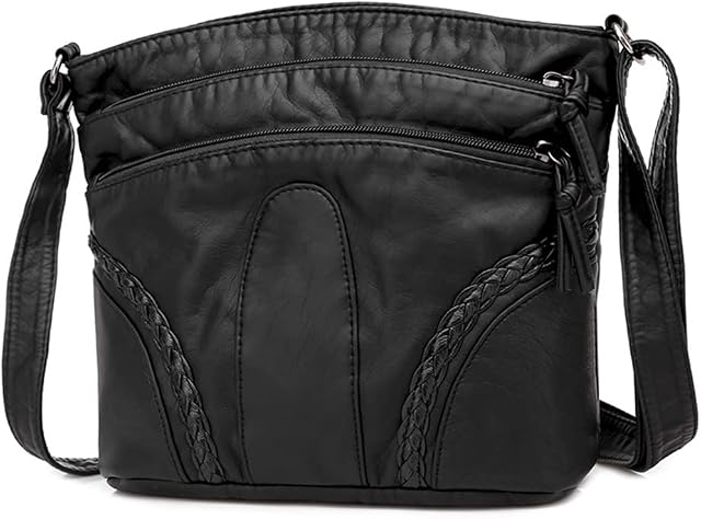 Pealwel Crossbody Bag for Women Ladies Soft PU Leather Cross Body Shoulder Bag Phone Purse Handbags