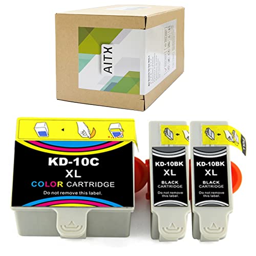 AITX 10b Negro 10cl Cartucho de Tinta Compatible para Kodak Impresora EasyShare 5100 5300 550 ESP 3 3250 ESP5 7 9 Office 6150 Hero6.1 Hero 7.1 9.1, Paquete de 3