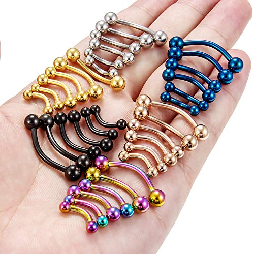 Ftovosyo 36Pcs 12G Surgical Steel Eyebrow Rings Rook Earring Daith Tragus Ear Navel Belly Ring Snake Eyes Tongue Ring Body Piercing Jewelry For Women Men 6Mm 8Mm 10Mm 12Mm Silver Black Rose Gold #TOP2