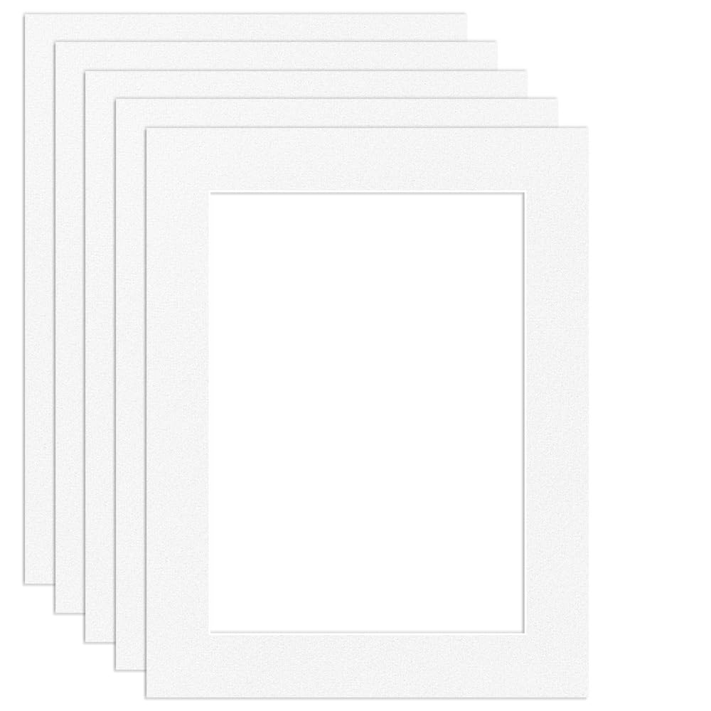 Procut Global 9x7" White Picture Mounts Board to Fit 5x7" Aperture Size - Photo Mount Card Ideal for Prints, Artwork, Crafts & Certificates - Sizes & Colors Available - Pack of 5 โ image 1