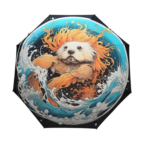 KAAVIYO Fancy Watercolor Seal Umbrella Windproof Automatic Foldable Umbrells Auto Open Close for Men Women Kids