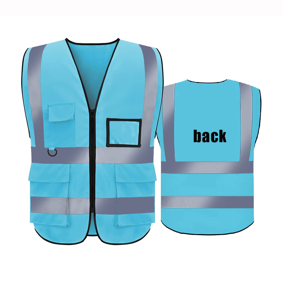 evershare Class 2 High Visibility Safety Vests Reflective 5 Pockets & Zipper Breathable Security Vest