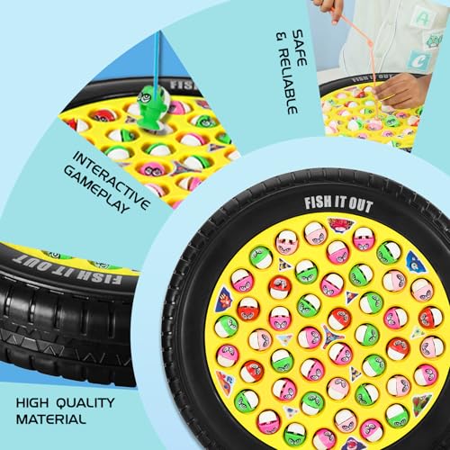 Amazon Brand - Jam & Honey Musical Classic Board Game Fish Game with Rotating Pond | 45 Pieces | Birthday Return Gifts for Kids