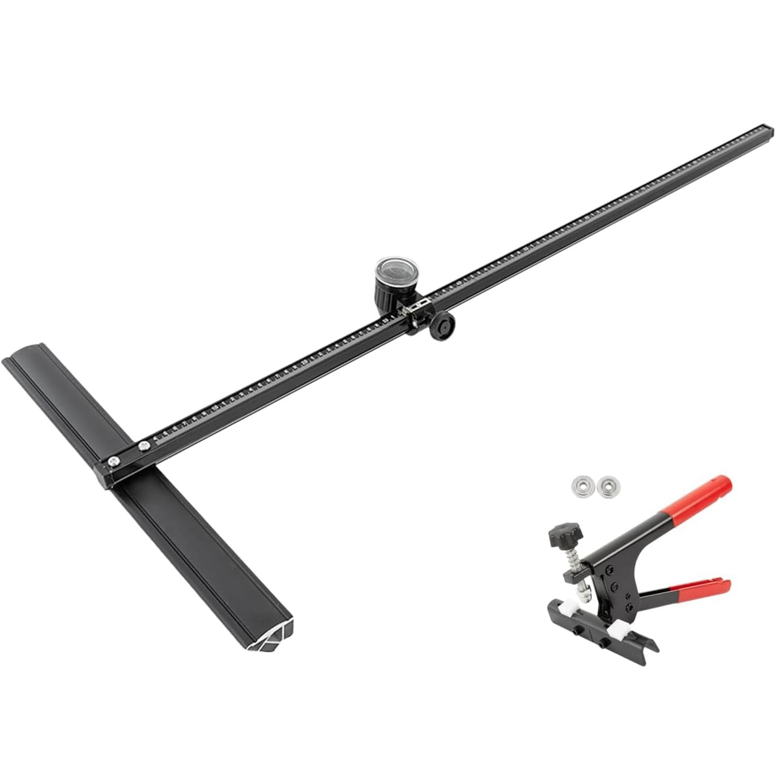 Cortador manual de azulejos, 90 cm, cortador de suelo de cerámica en forma de T con 2 cuchillas y alicates divisores, máquina de corte para vidrio de porcelana