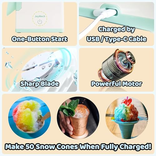 Image of Ice Shaver with Built-in Rechargeable Batteries, Perfect for Outdoor and Home Use, Portable Shaved Ice Machine, Snow Cone Machine, Smart Ice Crusher