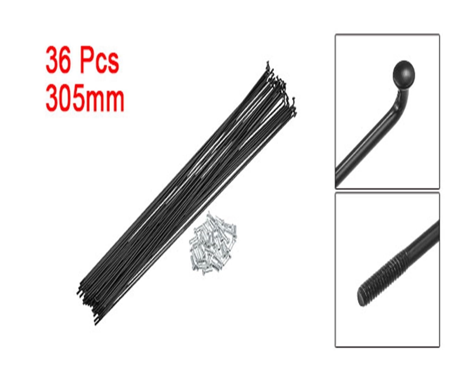 Stalowe szprychy rowerowe, Szprychy Rowerowe 36szt. 14G J Bend Stalowe 78-305mm Czarne Srebrne Z Nyplami