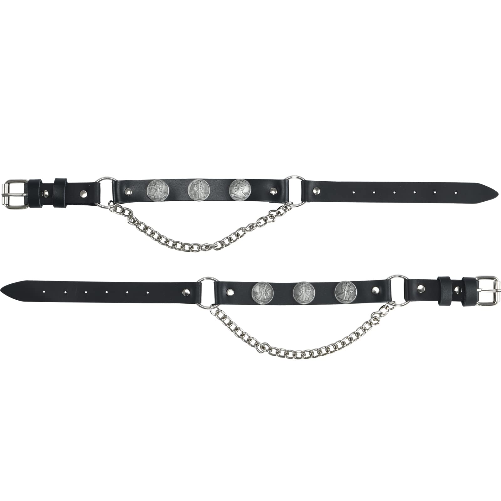 GARGOYLE BELLS Adjustable Fashion Boot Chains, Biker Boots Decoration Chains, Comes in a set of 2, chrome tourmaline