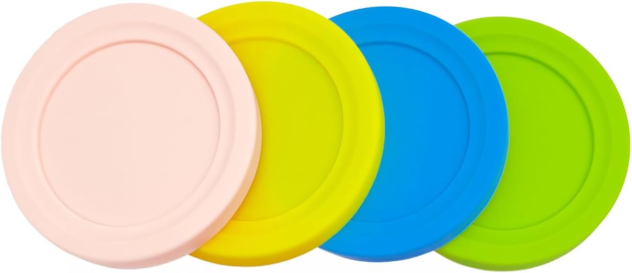 2pcs Replacement Silicone Lids, Compatible with Container of Ninja Creami Ice Cream Maker, Model: NC301, NC300, NC299AMZ Series. (Pink/Yellow)
