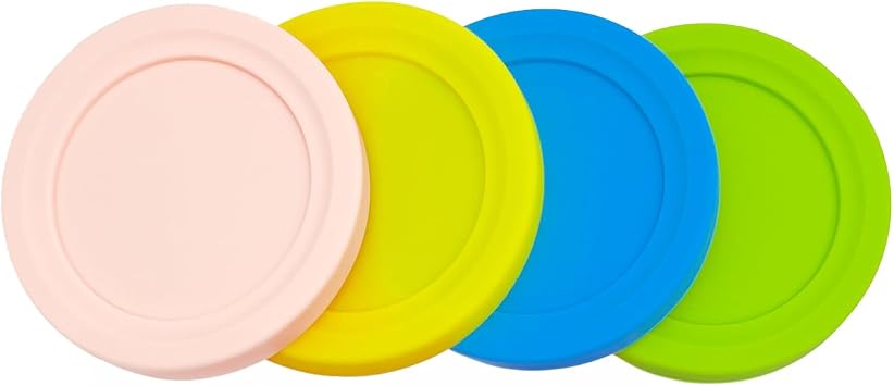 Replacement Silicone Lids, Compatible with Container of Ninja Creami Ice Cream Maker, Model NC301, NC300, NC299AMZ Series. Pink/Yellow/Blue/Green