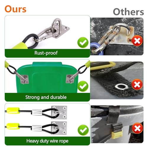 Image of Universal Raccoon Trash Can Lid Lock - Small Animals Outdoor Trash Can Lid Lock with Two Steel Wire Rope,Also Works for Bear,Rat,Wind and Other Wildlife (1)
