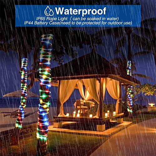 Led Rope Lights Battery Operated 8 Modes Fairy String Lights With Remote,40Ft 120 Leds Outdoor Colored Tube Light Waterproof For Christmas Bedroom Patio Pools Garden Camping Boat Décor (Multi-Color) #TOP2