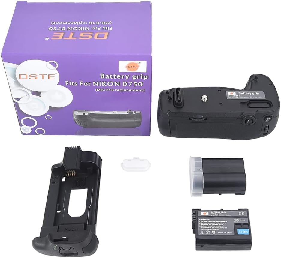 DSTE Pro MB-D16 Vertical Battery Grip + 2pcs EN-EL15 Compatible with Nikon D750 SLR Digital Camera