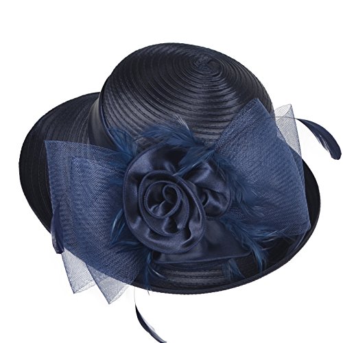 Original One Women's Cloche Bowler Hats KDC1701 for Kentucky Derby Day, Church, Wedding, Tea Party and More Formal Occasion (Royal Blue)
