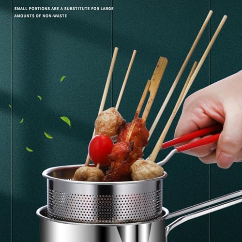 Image of G & P ENTERPRISE Stainless Steel Deep Frying Pot with Basket - 1200ml Oil Fryer Pot with Strainer Basket & Pour Spout | Small Frying Pot for Fries, Snacks, Tempura, Momos (1 PCS)