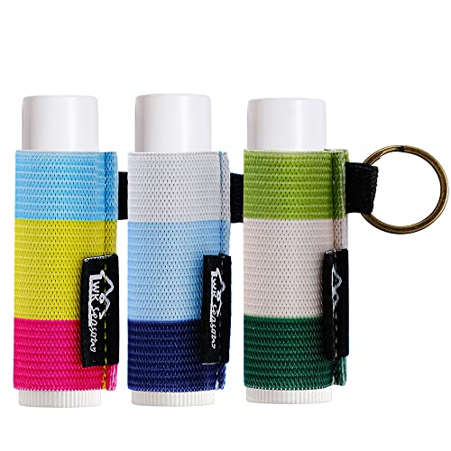 WK IEASON - Lip Balm Holder Keychain Clip On Lipstick Sleeve Lip Gloss Sleeve Holder Keychain (Colorful strip)