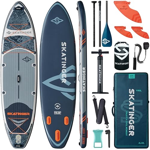 Image of Skatinger 11'6x35 inch Super Wide Inflatable Paddle Board, Ultra Stable Stand Up Paddleboards for 450lb /3 People /Family /Big Size w /Shoulder Strap, 100L Backpack, Ultra-Light All-Round Sup Board