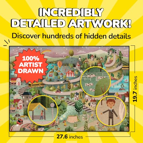 Image of Odd Pieces Jigsaw Puzzles 1000 Pieces with Storytelling Comics, for Women, White Elephant, Mystery Puzzle for Adults & Kids - 19.7'' x 27.6'' Frameable Magic Puzzle Art (Silver Lining)