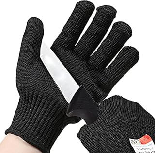 OVOS Work Gloves Stainless Steel Wire Mesh Gloves Cut Resistant, Safety Work gloves Anti-Slash Cut Static Resistance Protect Gloves - Resistant Level 5 Cut Protection