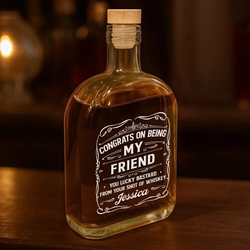 Personalized Whiskey Bottle - Valentine’s Day Gift for Husband, Romantic Drinkware, Funny Couple Keepsake - Couple Congrats On Being My Husband You Lucky Man
